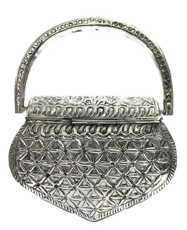 Heart Shaped Silver Brass Handbag for Women 003